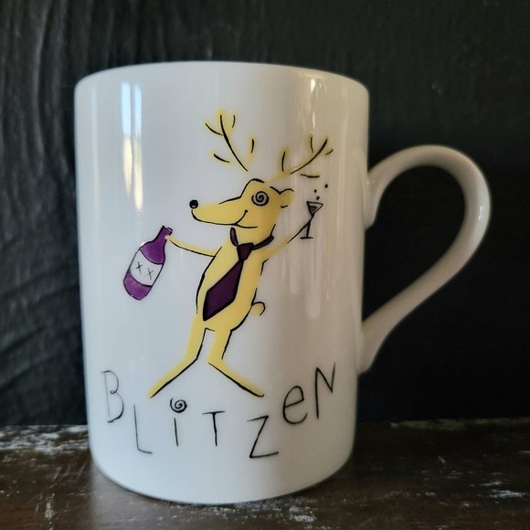 Pottery Barn Christmas Santa's Reindeer Porcelain Coffee Mug - Blitzen - Picture 1 of 6